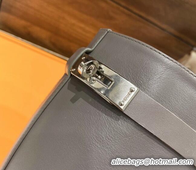 Top Grade Hermes Kelly High Boots in Smooth Leather Grey 110431