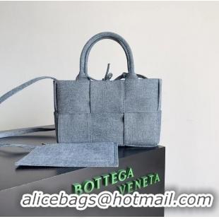 Famous Brand Bottega Veneta Arco Tote Bag in Denim 729060 Light Blue 2023