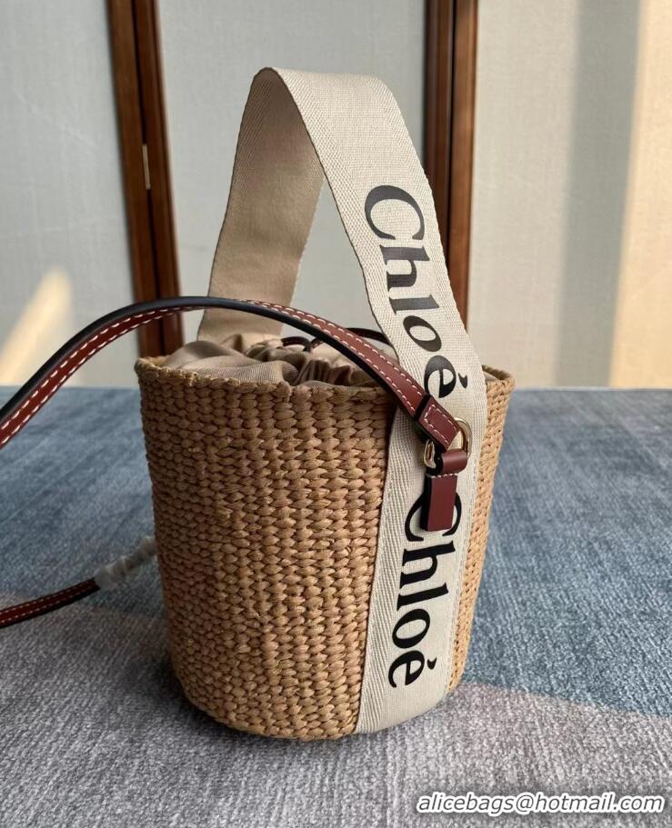 Promotional Chloe Small Woody Straw Basket Bag C3112 Khaki 2022