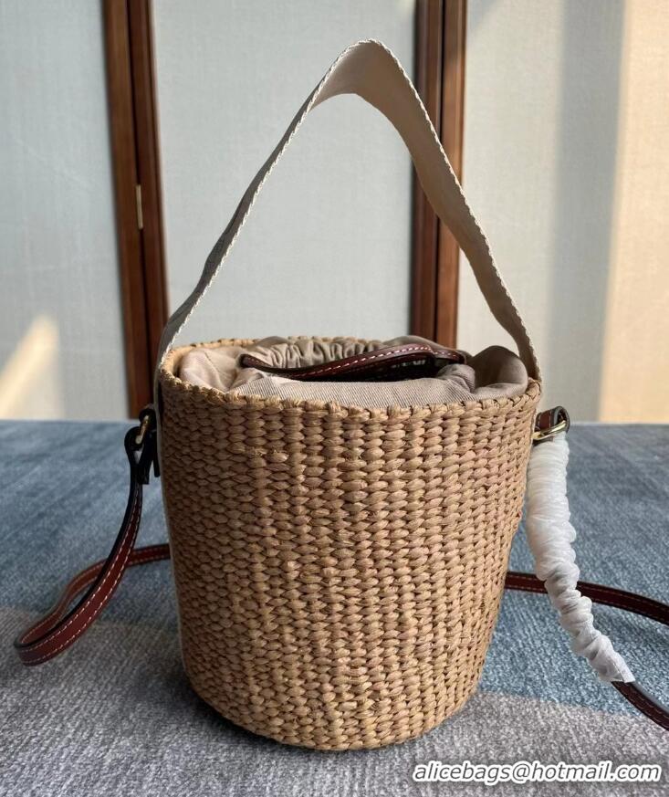 Promotional Chloe Small Woody Straw Basket Bag C3112 Khaki 2022