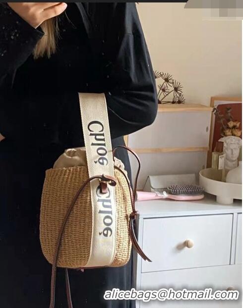 Promotional Chloe Small Woody Straw Basket Bag C3112 Khaki 2022