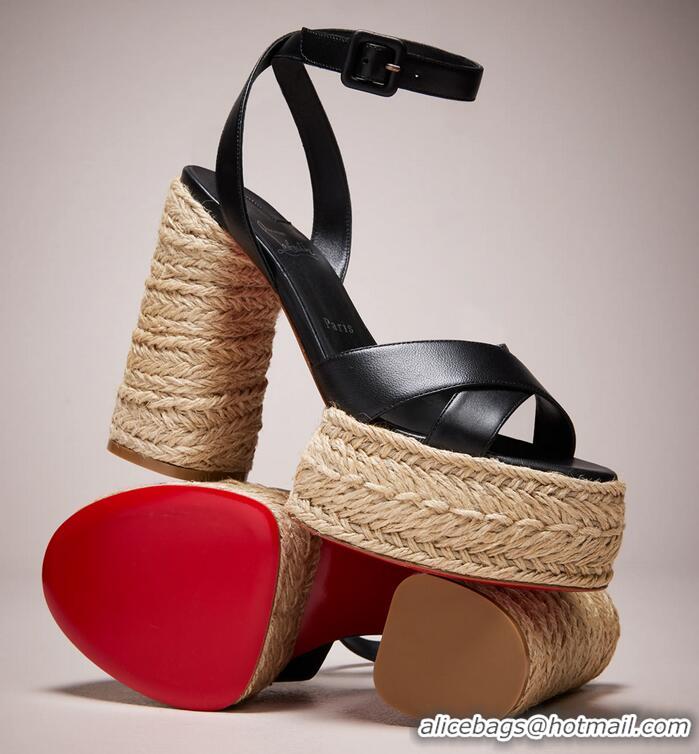 Promotional Christian Louboutin Super Mariza Red Sole Leather Espadrille Sandals CL8979