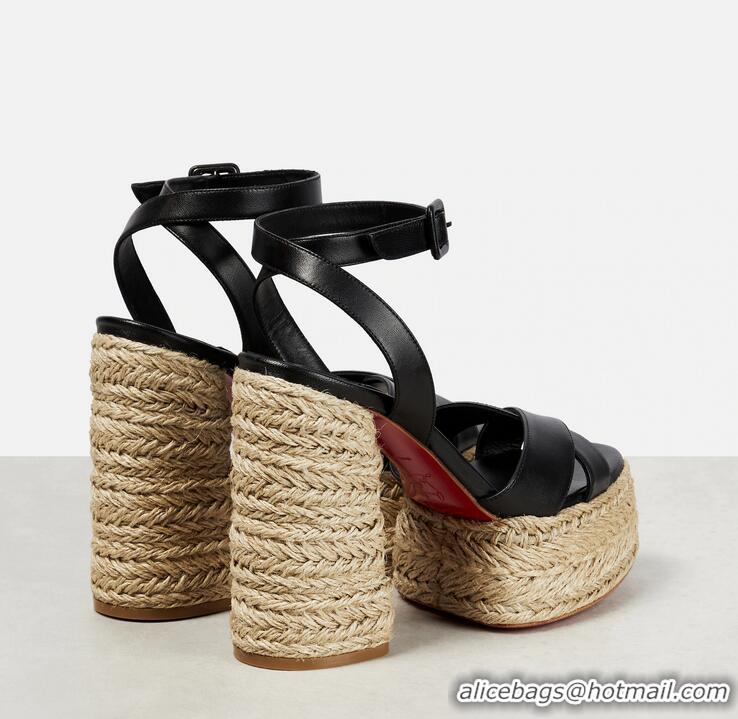 Promotional Christian Louboutin Super Mariza Red Sole Leather Espadrille Sandals CL8979