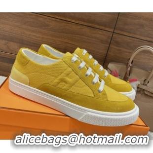 Purchase Hermes Deep Sneakers Ribbed Fabric and Suede Yellow 110438