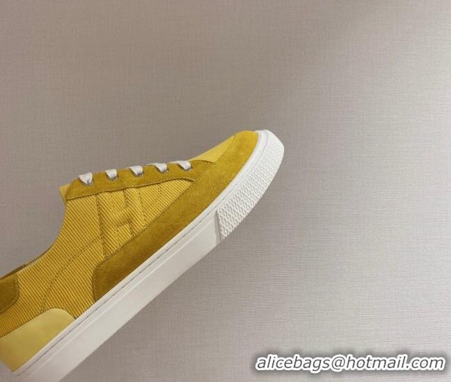 Purchase Hermes Deep Sneakers Ribbed Fabric and Suede Yellow 110438