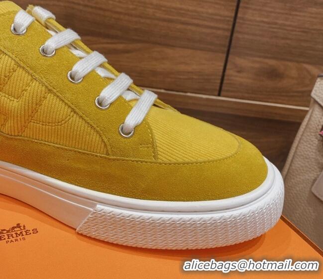 Purchase Hermes Deep Sneakers Ribbed Fabric and Suede Yellow 110438