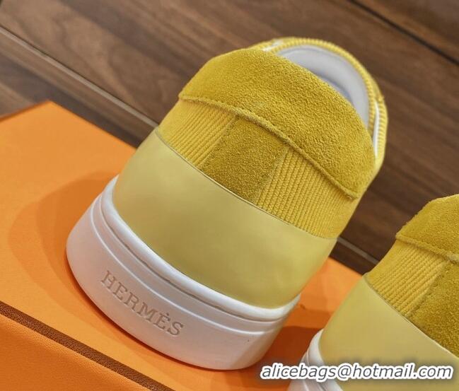 Purchase Hermes Deep Sneakers Ribbed Fabric and Suede Yellow 110438