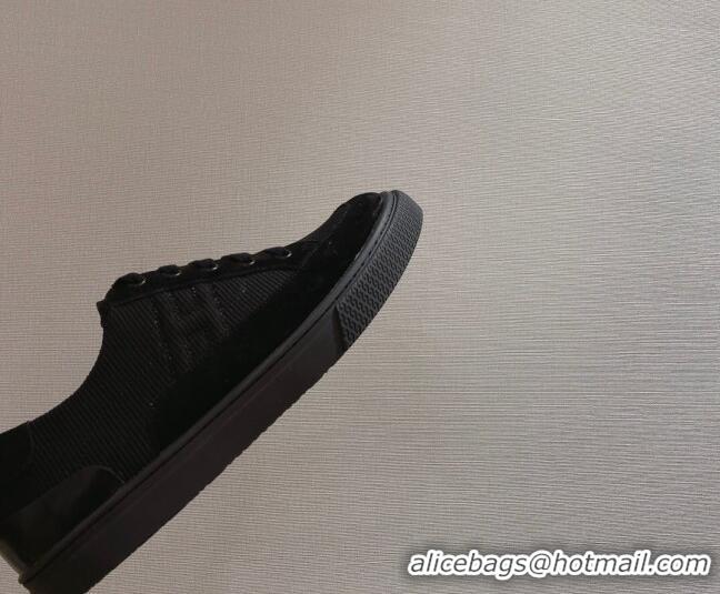 Charming Hermes Deep Sneakers Ribbed Fabric and Suede Black 110443