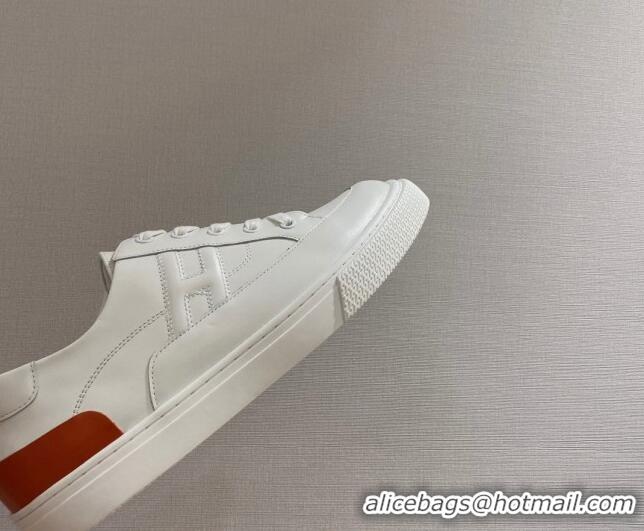 Good Quality Hermes Deep Sneakers in Smooth Leather White/Red 110445