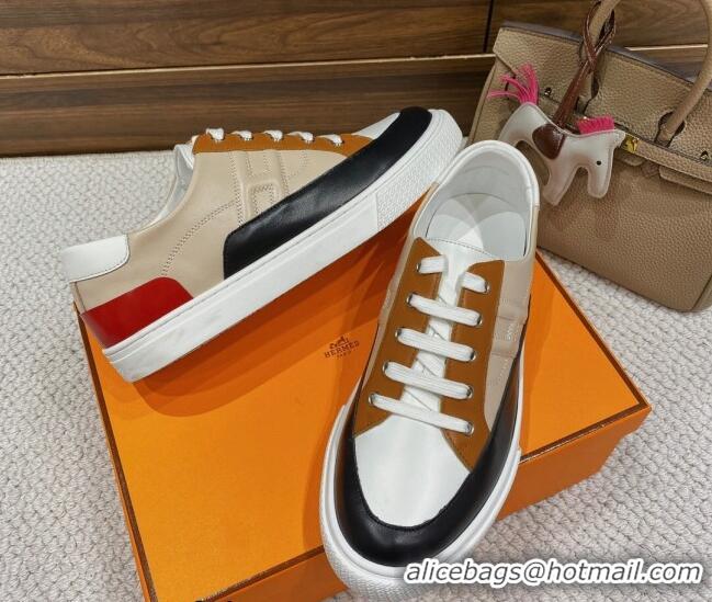 Top Design Hermes Deep Sneakers in Smooth Leather Black/Brown 110446