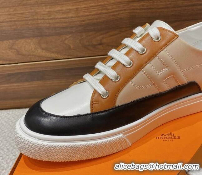 Top Design Hermes Deep Sneakers in Smooth Leather Black/Brown 110446