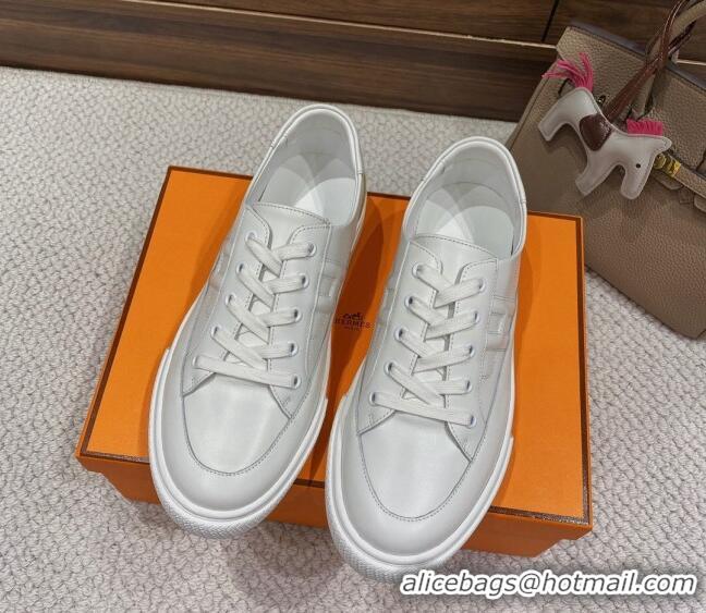 Grade Quality Hermes Deep Sneakers in Smooth Leather White/Yellow 110451