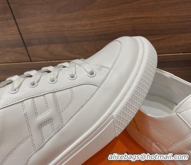 Grade Quality Hermes Deep Sneakers in Smooth Leather White/Yellow 110451