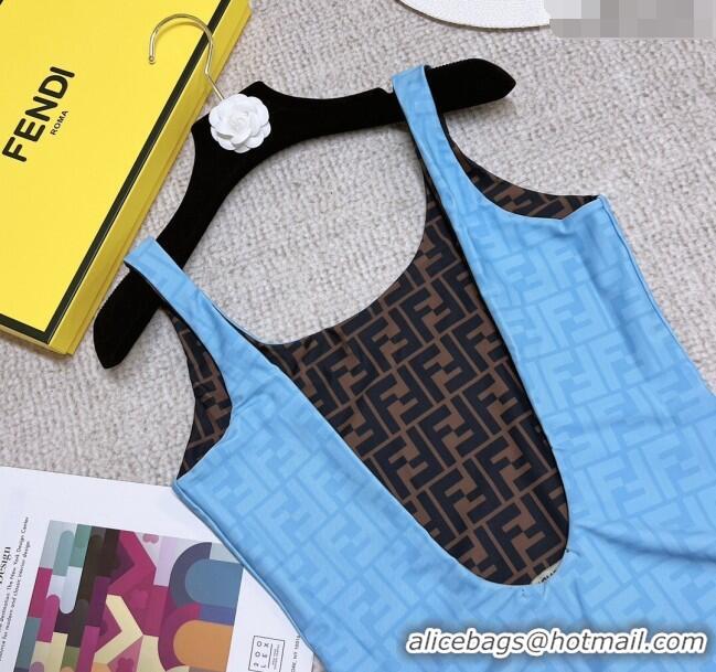 New Design Fendi FF Reversible Swimwear 02141 Blue/Brown 2023