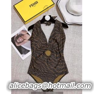 Unique Discount Fendi FF One Piece Swimwear 0307 Brown 2023