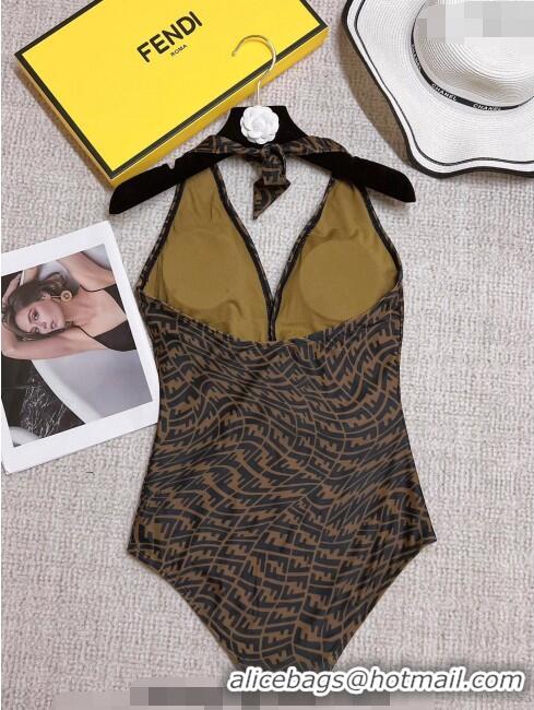 Unique Discount Fendi FF One Piece Swimwear 0307 Brown 2023