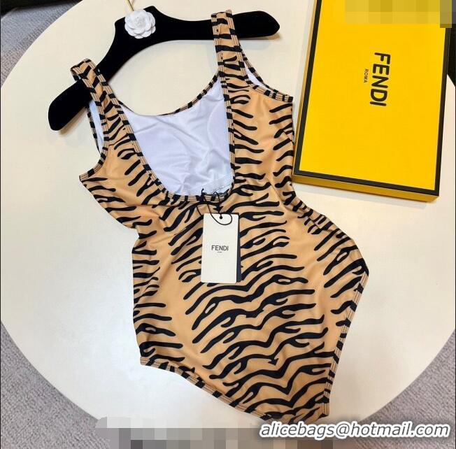 Top Quality Fendi Print One Piece Swimwear 0307 Yellow 2023