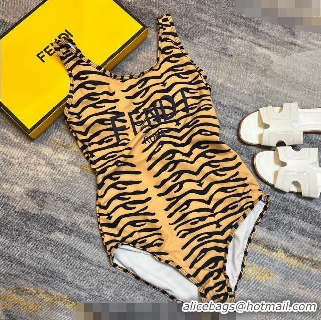 Top Quality Fendi Print One Piece Swimwear 0307 Yellow 2023