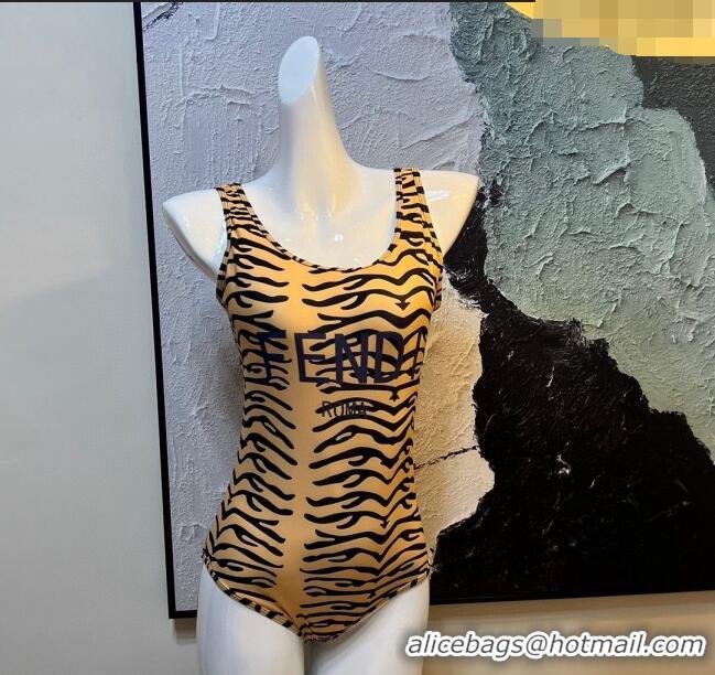 Top Quality Fendi Print One Piece Swimwear 0307 Yellow 2023