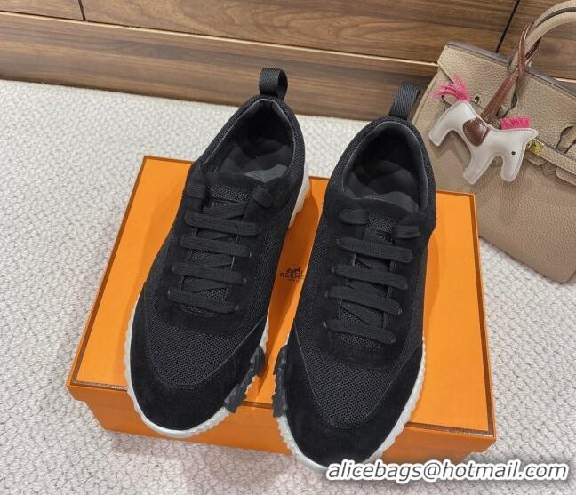 Perfect Hermes Bouncing Sneakers in Mesh and Suede Black 110459