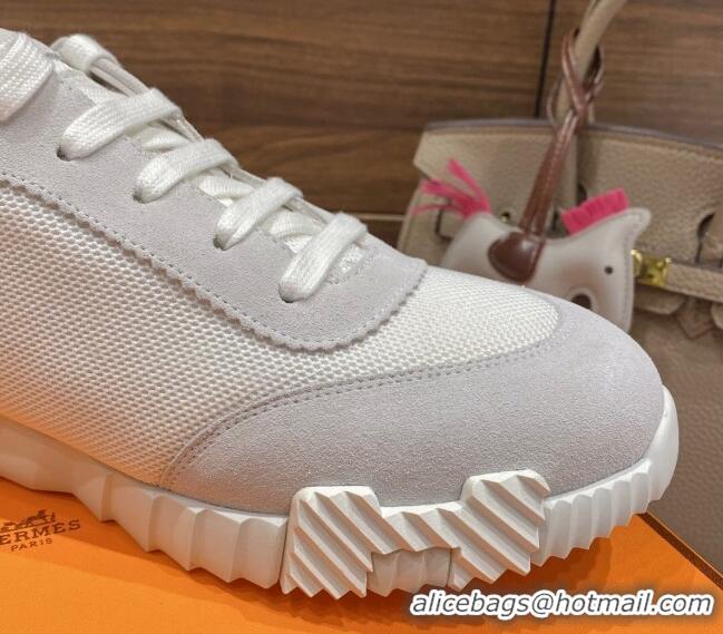 Hot Style Hermes Bouncing Sneakers in Mesh and Suede White 110461