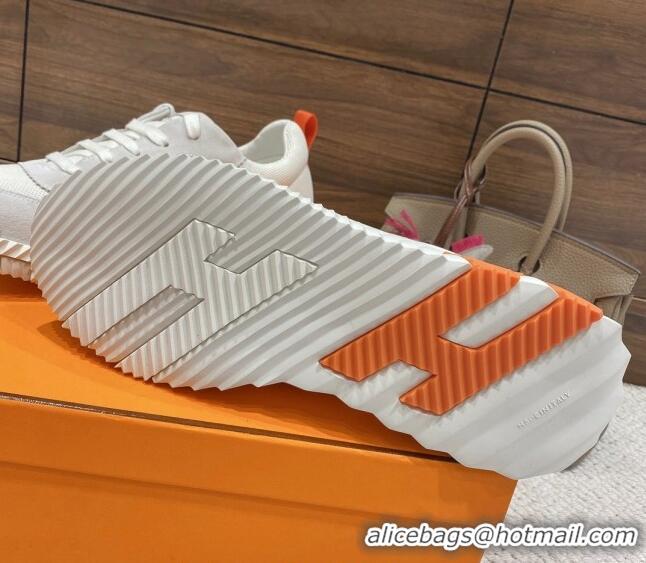 Hot Style Hermes Bouncing Sneakers in Mesh and Suede White 110461