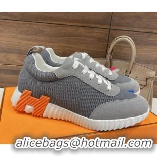 Popular Style Hermes Bouncing Sneakers in Mesh and Suede Grey 110463