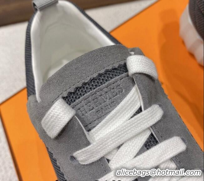 Popular Style Hermes Bouncing Sneakers in Mesh and Suede Grey 110463