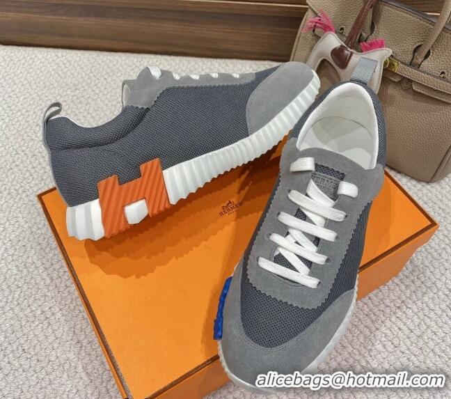 Popular Style Hermes Bouncing Sneakers in Mesh and Suede Grey 110463