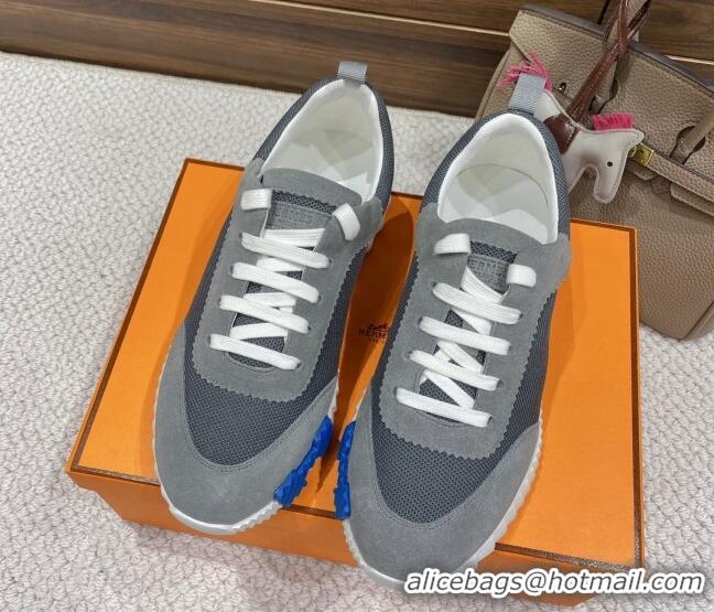 Popular Style Hermes Bouncing Sneakers in Mesh and Suede Grey 110463