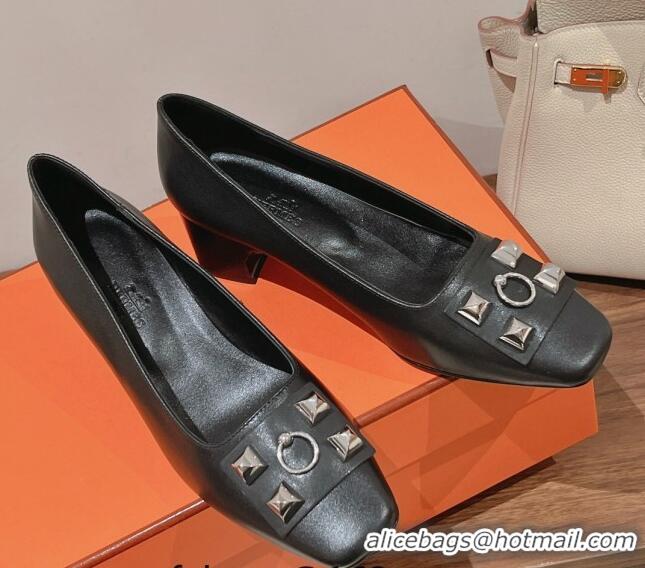 Purchase Hermes Taglia Stud Medium Pumps 5cm Black 221201