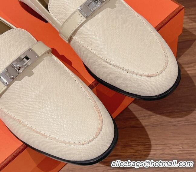 Sophisticated Hermes Destin Loafers in Epsom Calfskin White 221204