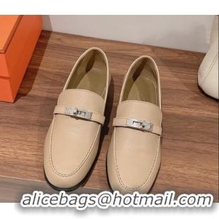 Duplicate Hermes Destin Loafers in Epsom Calfskin Beige 221205