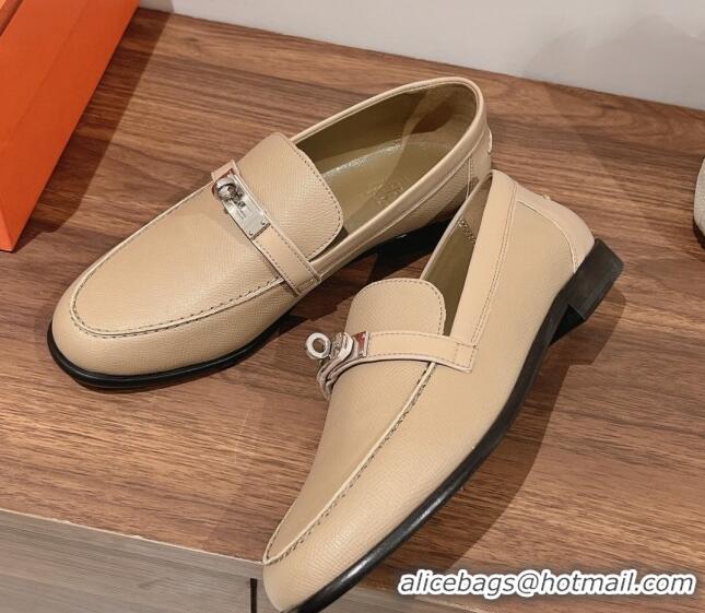 Duplicate Hermes Destin Loafers in Epsom Calfskin Beige 221205