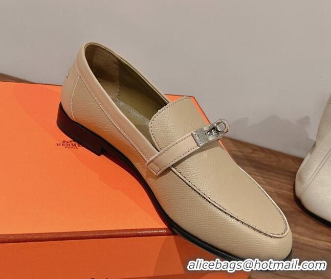 Duplicate Hermes Destin Loafers in Epsom Calfskin Beige 221205