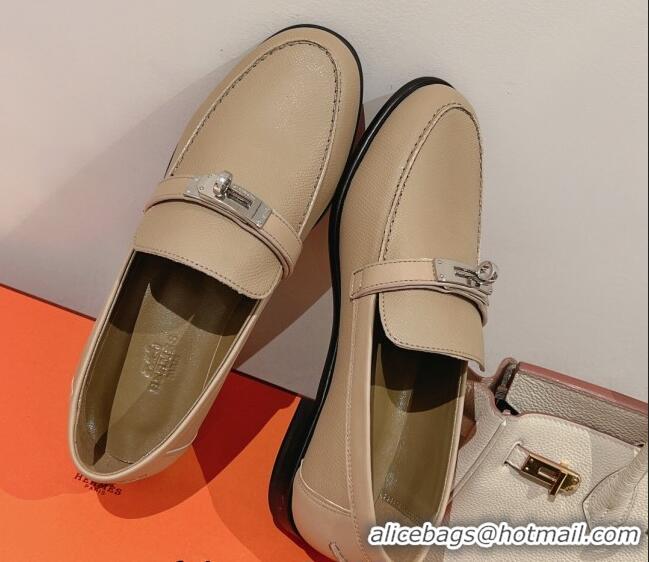 Duplicate Hermes Destin Loafers in Epsom Calfskin Beige 221205