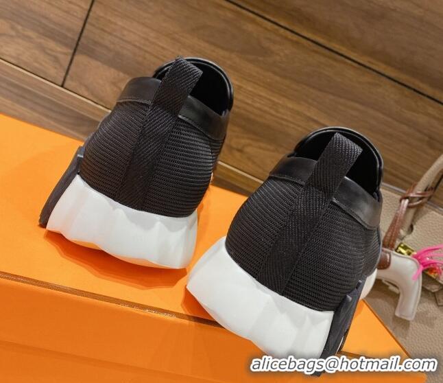 Pretty Style Hermes Knit Mesh Slip-on Sneakers Black 221211