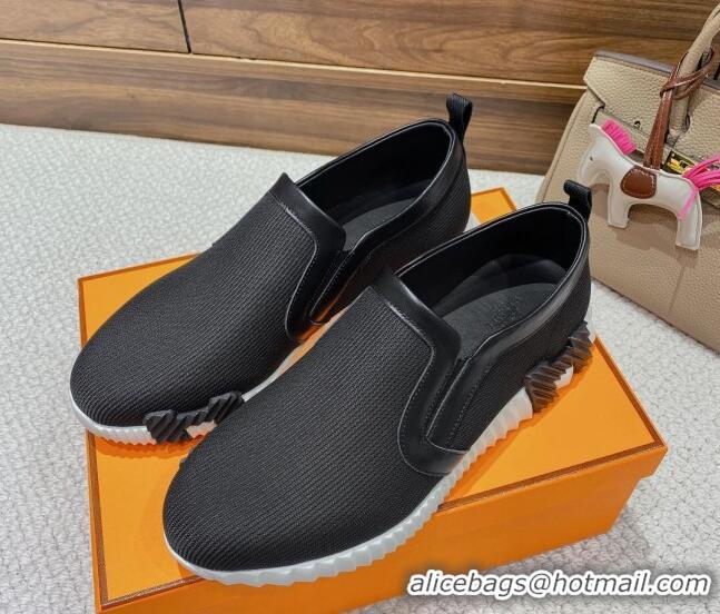 Pretty Style Hermes Knit Mesh Slip-on Sneakers Black 221211