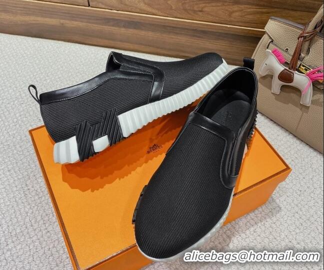 Pretty Style Hermes Knit Mesh Slip-on Sneakers Black 221211