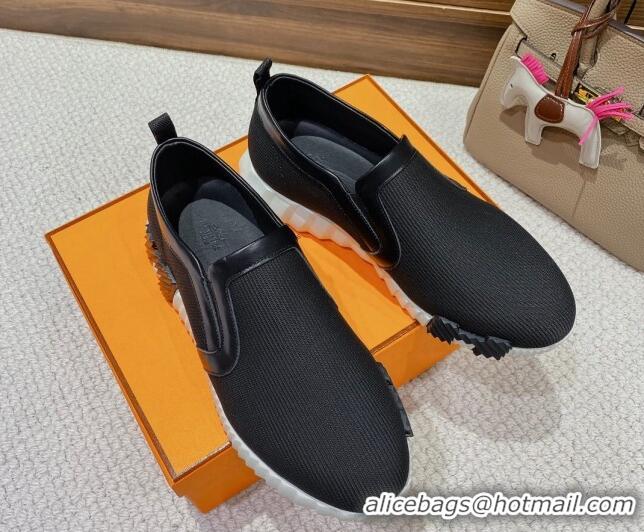 Pretty Style Hermes Knit Mesh Slip-on Sneakers Black 221211