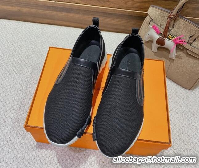 Pretty Style Hermes Knit Mesh Slip-on Sneakers Black 221211