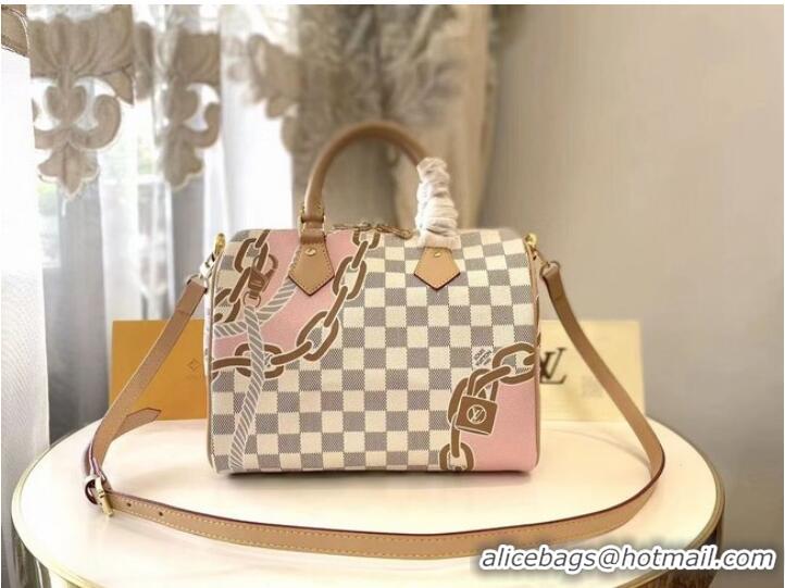 Promotional Louis Vuitton Damier Azur Canvas Speedy Bandouliere 25 N40473 White