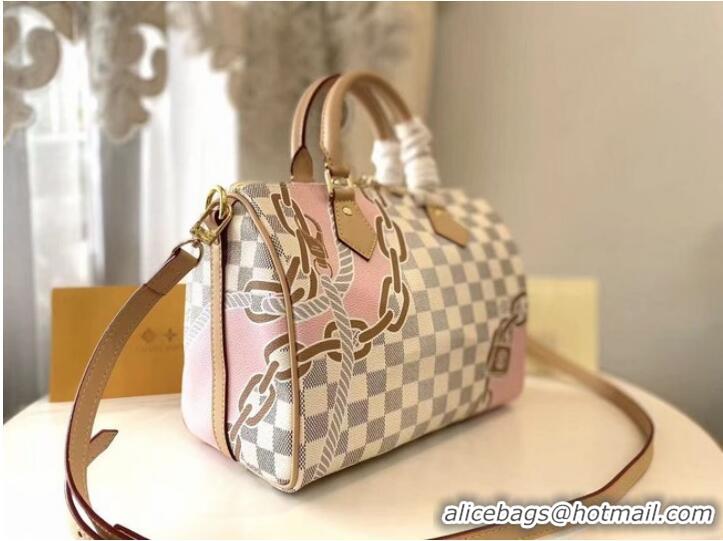 Promotional Louis Vuitton Damier Azur Canvas Speedy Bandouliere 25 N40473 White