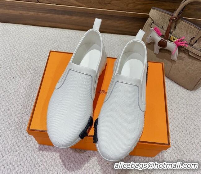 Popular Style Hermes Knit Mesh Slip-on Sneakers White 221212