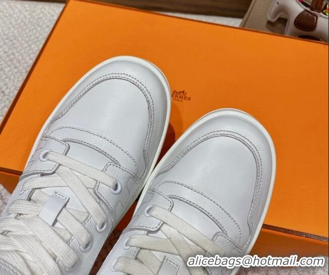 Discount Hermes Freestyle Calfskin High-top Sneakers White 221216