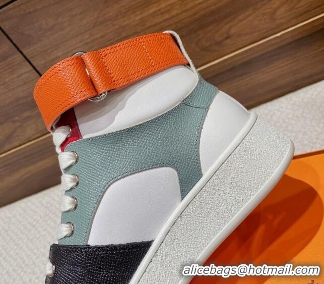 Low Cost Hermes Freestyle Calfskin High-top Sneakers Green/White 221218