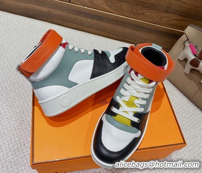 Low Cost Hermes Freestyle Calfskin High-top Sneakers Green/White 221218