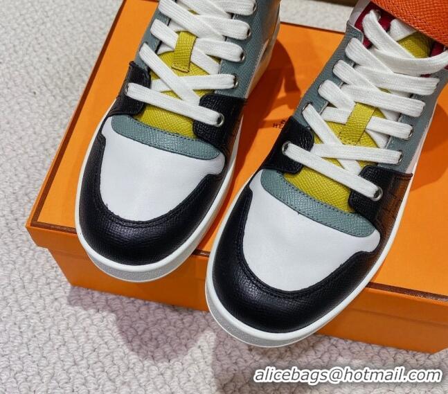 Low Cost Hermes Freestyle Calfskin High-top Sneakers Green/White 221218