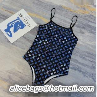 Top Design Louis Vuitton One Piece Swimwear 0311 Blue/Black 2023