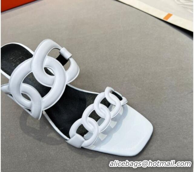 Low Cost Hermes Figari Calfskin Wedge Sandals 5.5cm Snow White 221227